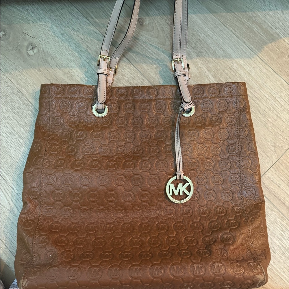 Michael Kors Embossed Brown Leather Tote